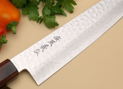 Yoshihiro VG-10 46 Layers Hammered Damascus Gyuto Japanese Chefs Knife (Octagonal Shitan Rosewood Handle)