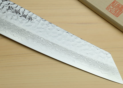Yoshihiro VG-10 46 Layers Hammered Damascus Kiritsuke Multipurpose Japanese Chefs Knife (Octagonal Shitan Rosewood Handle)