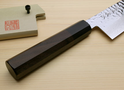 Yoshihiro VG-10 46 Layers Hammered Damascus Kiritsuke Multipurpose Japanese Chefs Knife (Octagonal Shitan Rosewood Handle)