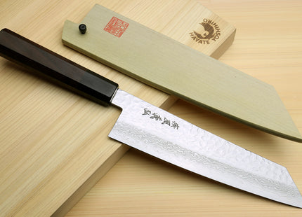 Yoshihiro VG-10 46 Layers Hammered Damascus Kiritsuke Multipurpose Japanese Chefs Knife (Octagonal Shitan Rosewood Handle)