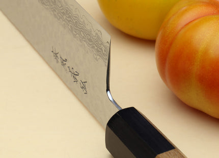 Yoshihiro VG-10 46 Layers Hammered Damascus Nakiri Japanese Vegetable Knife (6.5" (165mm)) (Ambrosia Handle)