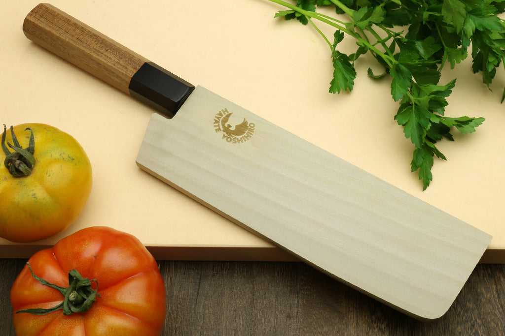 Yoshihiro VG-10 46 Layers Hammered Damascus Nakiri Japanese Vegetable Knife (6.5" (165mm)) (Ambrosia Handle)