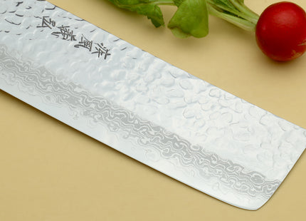 Yoshihiro VG-10 46 Layers Hammered Damascus Nakiri Japanese Vegetable Knife (6.5" (165mm)) (Rosewood Handle)