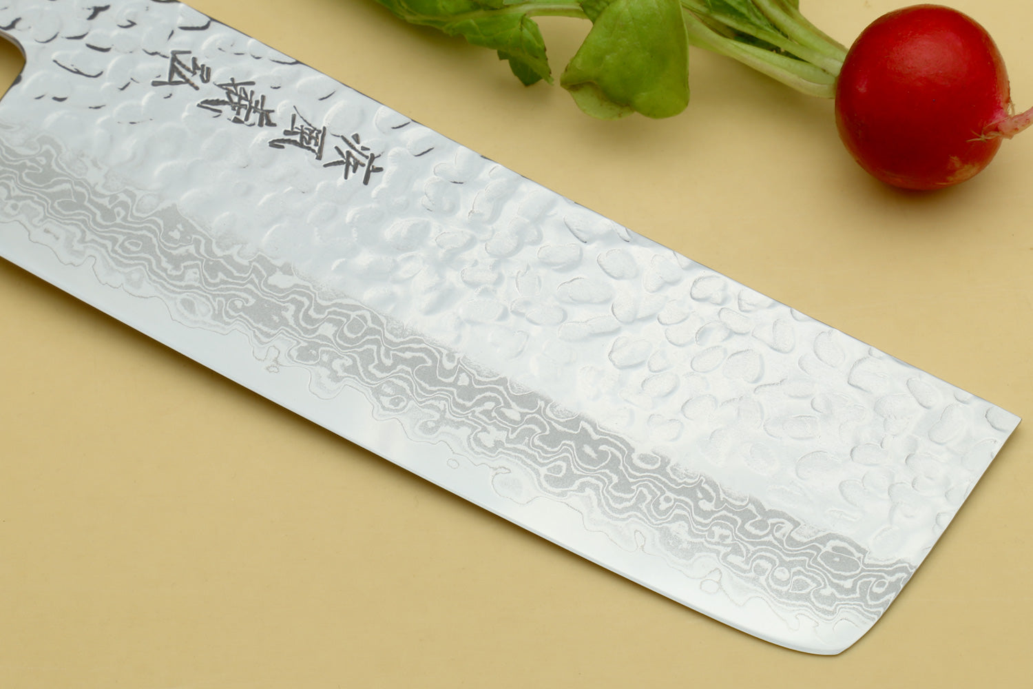 Yoshihiro VG-10 46 Layers Hammered Damascus Nakiri Japanese Vegetable Knife (6.5" (165mm)) (Rosewood Handle)