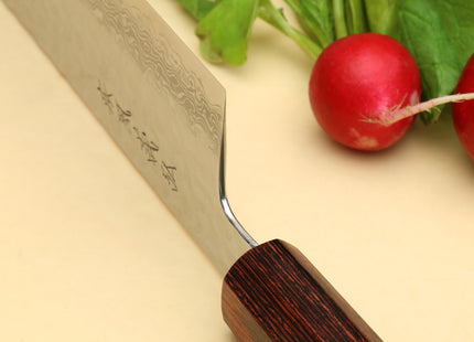 Yoshihiro VG-10 46 Layers Hammered Damascus Nakiri Japanese Vegetable Knife (6.5" (165mm)) (Rosewood Handle)