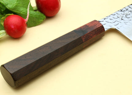 Yoshihiro VG-10 46 Layers Hammered Damascus Nakiri Japanese Vegetable Knife (6.5" (165mm)) (Rosewood Handle)