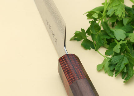 Yoshihiro VG-10 46 Layers Hammered Damascus Santoku Japanese Multipurpose Knife (Octagonal Shitan Rosewood)
