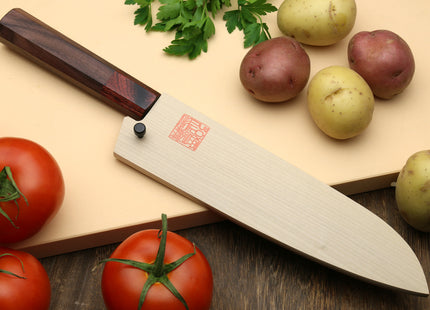 Yoshihiro VG-10 46 Layers Hammered Damascus Santoku Japanese Multipurpose Knife (Octagonal Shitan Rosewood)