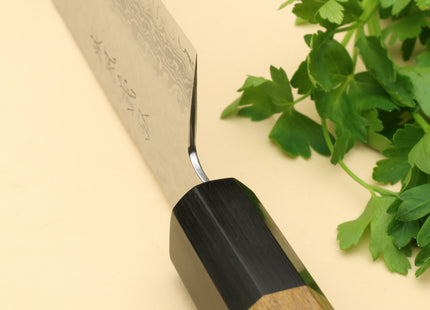 Yoshihiro VG-10 46 Layers Hammered Damascus Santoku Knife Japanese Multipurpose Chef Knife (Octagonal Ambrosia Handle)