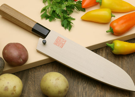 Yoshihiro VG-10 46 Layers Hammered Damascus Santoku Knife Japanese Multipurpose Chef Knife (Octagonal Ambrosia Handle)
