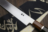 Yoshihiro Ginsan Mirror Polished Stain Resistant Steel Yanagi Kiritsuke Sushi Sashimi Japanese Knife Ebony Handle with Silver Ring