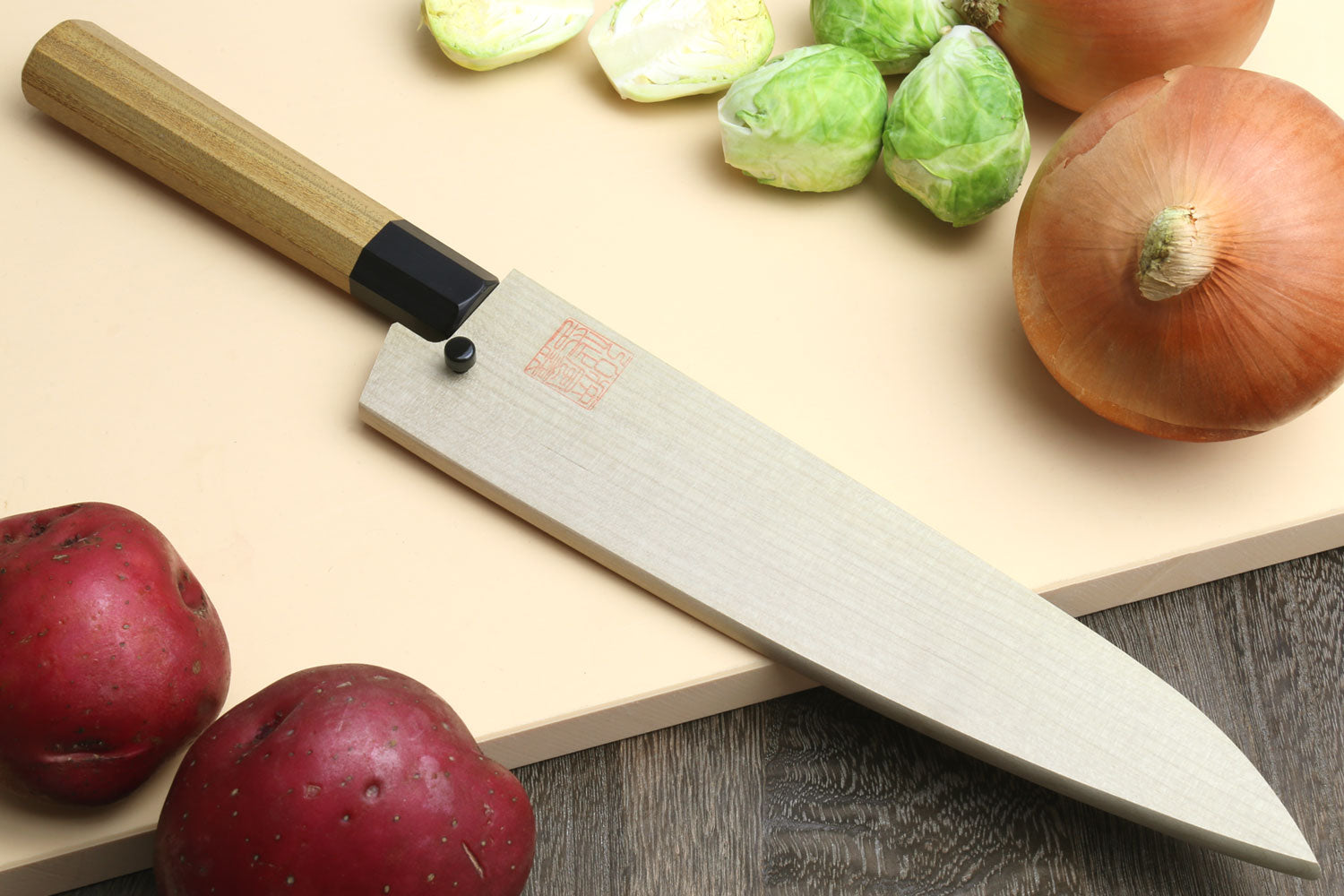 Syosaku Japanese Chef Knife Hammered Damascus VG-10 46 Layer Octagonal Magnolia Wood Handle, Gyuto 9.5-Inch (240mm)