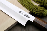 Yoshihiro Hiryu Ginsan High Carbon Stainless Steel Petty Kiritsuke Utility Knife Ebony Handle with Nuri Saya Cover