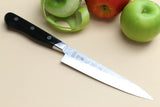 Yoshihiro Aoko Blue Steel Stainless Clad Petty Japanese Knife 5.3'' (135mm) Black Pakkawood Handle
