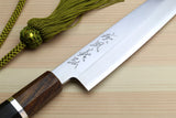 Yoshihiro Hiryu Ginsan High Carbon Stainless Steel Petty Utility Knife Silver Ring Ebony Handle with Nuri Saya Cover