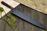 Yoshihiro Hiryu Ginsan High Carbon Stainless Steel Sujihiki Slicer Knife Ebony Handle with Nuri Saya Cover