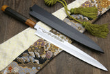 Yoshihiro Aonamiuchi Blue Steel #1 Yanagi Sushi Sashimi Japanese Knife Ryu Dragon Ebony Handle