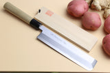 Yoshihiro Kasumi White Steel Edo Usuba Traditional Japanese Vegetable Chopping Chef Knife, Magnolia Handle