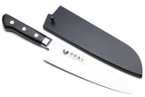 Yoshihiro Ginsan-Ko High Carbon Stain Resistant Steel Santoku Japanese Multipurpose Knife with Nuri Saya Cover