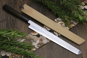 Yoshihiro Aonamiuchi Blue Steel #1 Sakimaru Takobiki Sushi Sashimi Slicing Japanese Chef Knife Shitan Rosewood