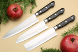 Yoshihiro VG-10 Gold Stainless Steel 3PC Knife Set (Santoku 7 in (180mm), Nakiri 6.5 in (165mm), Gyuto 8.25 in(210mm))