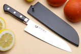 Yoshihiro Ginsan-Ko High Carbon Stain Resistant Steel Santoku Japanese Multipurpose Knife with Nuri Saya Cover