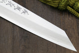 Yoshihiro Hiryu Ginsan High Carbon Stainless Steel Petty Kiritsuke Utility Knife Ebony Handle with Nuri Saya Cover