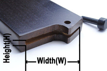 Wooden saya cover end view with measuring labels for height (H) and width (W)