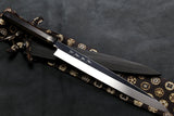 Yoshihiro Mizu Yaki Honyaki Aoko Blue High Carbon Steel Mirror Finished Yanagi Sashimi Japanese Knife (Ebony Handle) with Lacquered Saya Knife cover