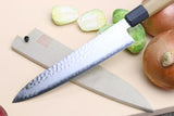 Yoshihiro VG-10 46 Layers Hammered Damascus Gyuto Japanese Chefs Knife (Octagonal Ambrosia Handle)