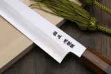 Yoshihiro Hiryu Ginsan High Carbon Stainless Steel Sujihiki Slicer Knife Ebony Handle with Nuri Saya Cover