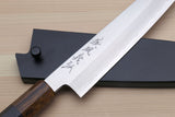 Yoshihiro Hiryu Ginsan High Carbon Stainless Steel Petty Utility Knife Ebony Handle with Nuri Saya Cover