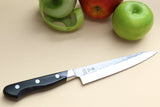 Yoshihiro Aoko Blue Steel Stainless Clad Petty Japanese Knife 5.3'' (135mm) Black Pakkawood Handle