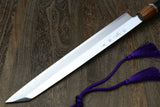 Yoshihiro Ginsan Mirror Polished Stain Resistant Steel Yanagi Kiritsuke Sushi Sashimi Japanese Knife Ebony Handle with Silver Ring