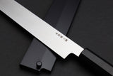 Yoshihiro Ginsan Honyaki Mirror Polished Yanagi Japanese Sushi Sashimi Chef Knife with Premium Ebony Handle