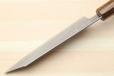 Yoshihiro Hiryu Ginsan High Carbon Stainless Steel Kiritsuke Multipurpose Knife Silver Ring Ebony Handle with Nuri Saya Cover