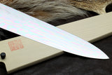 Yoshihiro Mizu Yaki Honyaki Blue Steel #2 Mirror Polished Wa Gyuto Japanese Chef Knife Ebony Handle