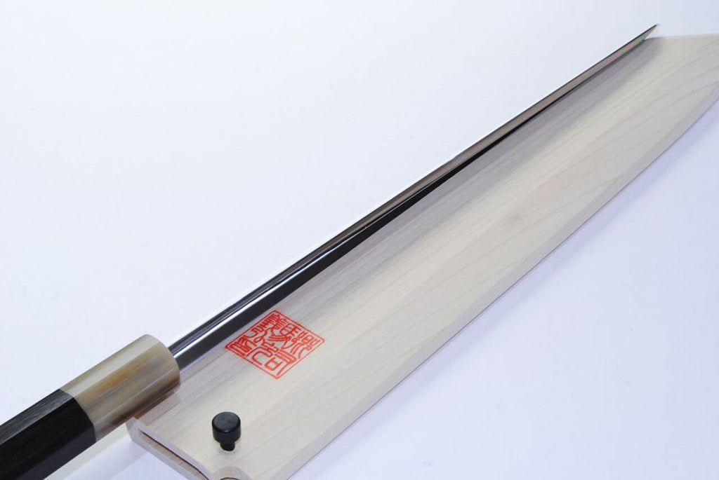 Yoshihiro Honyaki Mirror Finished White Steel Yanagi Kiritsuke Sushi Sashimi Japanese Knife Ebony Handle