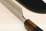 Yoshihiro Hiryu Ginsan High Carbon Stainless Steel Santoku Multipurpose Knife Ebony Handle with Nuri Saya Cover