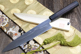 Yoshihiro Mizu Yaki White Steel #1 Honyaki Mirror-Finished Mt. Fuji with Crescent Moon Gyuto Chefs Knife with Ebony Handle