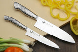 Yoshihiro Hayate Inox Aus-8 Santoku(7") & Petty (6") Knife 2pc Set - Integrated Stainless Handle
