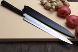 Yoshihiro Aonamiuchi Blue Steel #1 Yanagi Sushi Sashimi Japanese Knife Shitan Handle