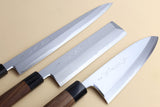 Yoshihiro Aoko Blue Steel Hongasumi Japanese chef Knife 3pc Set: Yanagi 270mm, Usuba 195mm, Deba 180mm Rosewood Handle
