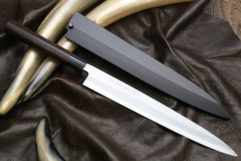 Yanagi sushi knife with stainless steel blade and dark rosewood handle