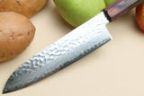 Yoshihiro VG-10 46 layers Hammered Damascus Santoku 7"(180mm) + Petty / Utility 6"(150mm) Chefs knife Set Rosewood Handle with Saya Cover