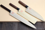 Yoshihiro Aoko Blue Steel Hongasumi Japanese chef Knife 3pc Set: Yanagi 270mm, Usuba 195mm, Deba 180mm Rosewood Handle
