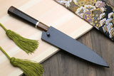 Yoshihiro Hiryu Ginsan High Carbon Stainless Steel Petty Utility Knife Silver Ring Ebony Handle with Nuri Saya Cover
