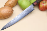 Yoshihiro VG-10 46 Layers Hammered Damascus Sujihiki Japanese Slicer Knife (Octagonal Rosewood Handle) (9.5" (240mm))