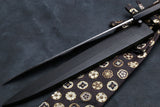 Yoshihiro Mizu Yaki Honyaki Aoko Blue High Carbon Steel Mirror Finished Yanagi Sashimi Japanese Knife (Ebony Handle) with Lacquered Saya Knife cover