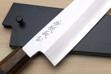 Yoshihiro Hiryu Ginsan High Carbon Stainless Steel Santoku Multipurpose Knife Ebony Handle with Nuri Saya Cover